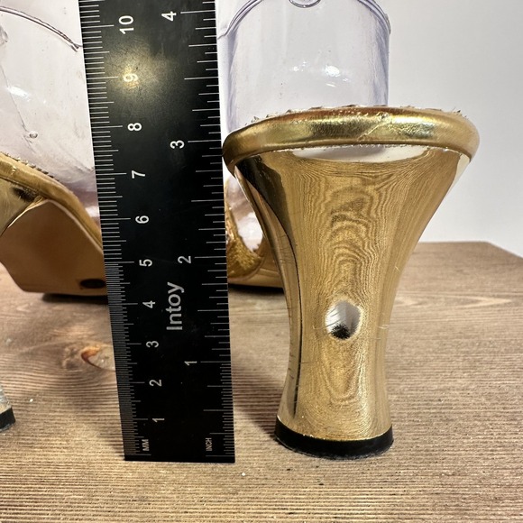VTG Rhinestone Gold Stiletto Mule Heels Womens 12 Glam Pageant Prom Evening Gala - Picture 7 of 11